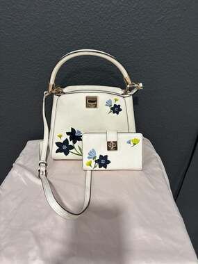 Kate Spade Patterson Drive Floral Embroidered Maisie Satchel and Wallet Set